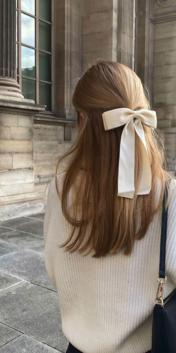 Easy and Cute Hairstyles with Allure : Half Up with White Bow