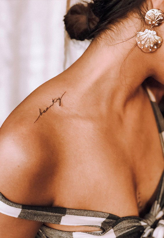 Tiny Treasures Meaningful Small Tattoo Inspirations : Beauty on Shoulder
