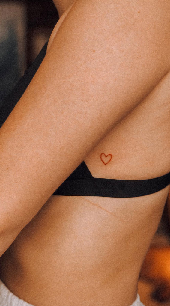 Tiny Treasures Meaningful Small Tattoo Inspirations : Small Outline Heart Red Tattoo