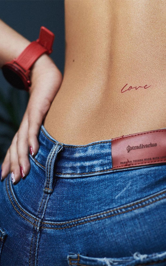 Tiny Treasures Meaningful Small Tattoo Inspirations : Love at The Back Waist