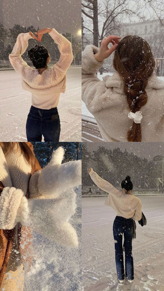 50 Snowfall Symphony Winter Collages : Snowing & Cute Braid