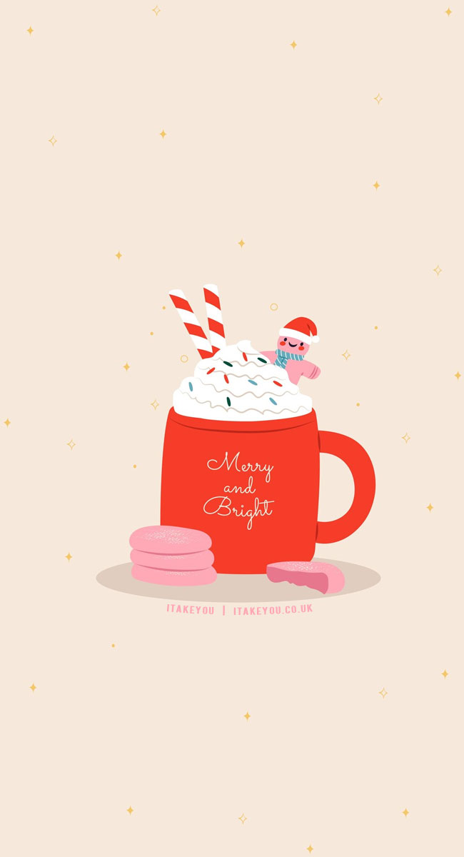 Festive Sip And Sweet Wallpapers Wonderland : Hot Cocoa Red Mug Wallpaper