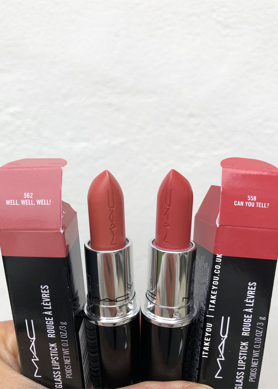 Well, Well, Well vs Can you Tell — Mac Lustre Glass Sheer-Shine Lipstick