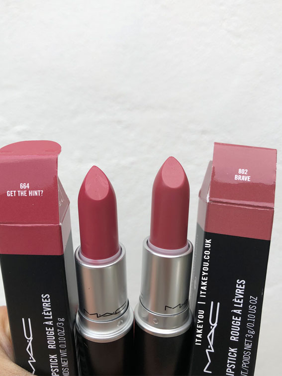 get the hint vs brave, mac lipstick, mac lipstick duo, mac lipstick shades