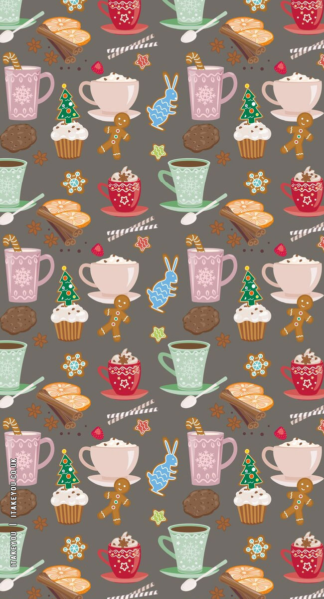 Festive Sip And Sweet Wallpapers Wonderland : Ginger Biscuit, Coffee & Latte Wallpaper