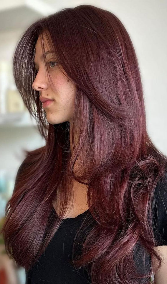 cherry cola hair color, cherry coke hair color ideas, burgundy hair color, ombre cherry cola hair, cherry cola balayage, red brown hair color, cherry cola highlights, hair color trends 2024