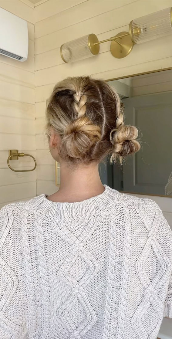 40 Effortlessly Adorable Hairstyles for Every Day : Braid + Twisted Buns