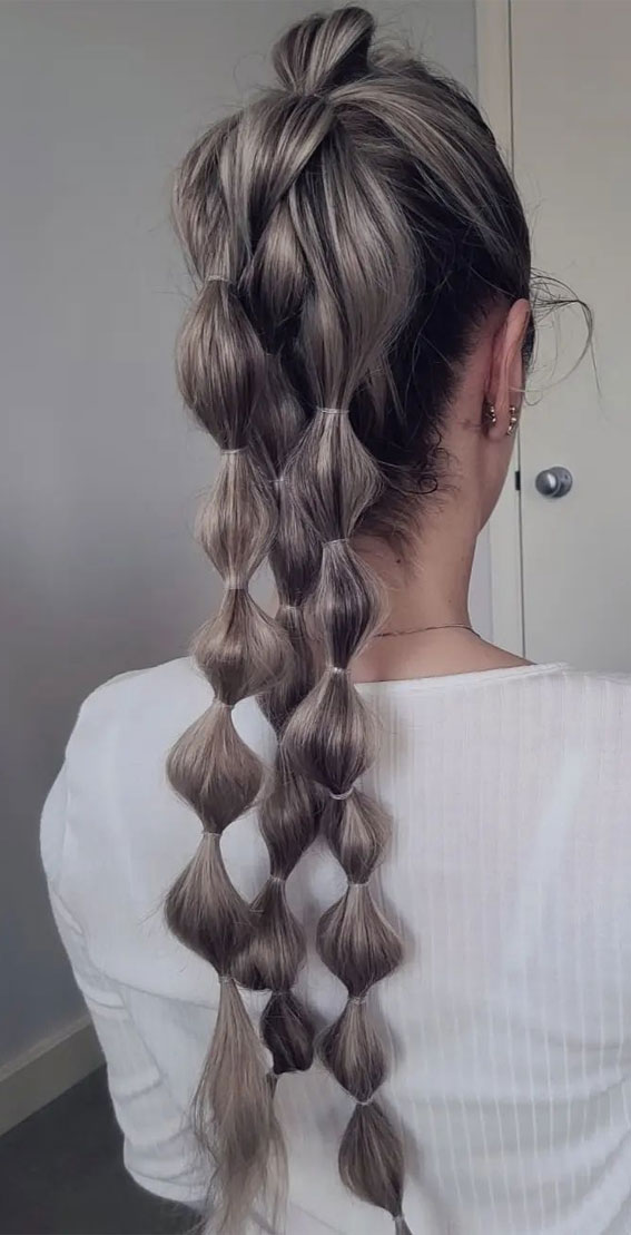 40 Effortlessly Adorable Hairstyles for Every Day : Triple Bubble Braids