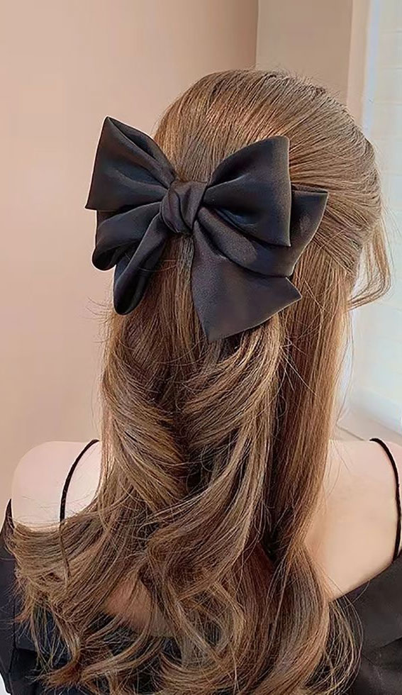 40 Effortlessly Adorable Hairstyles for Every Day : Easy Half Up with Big Black Bow