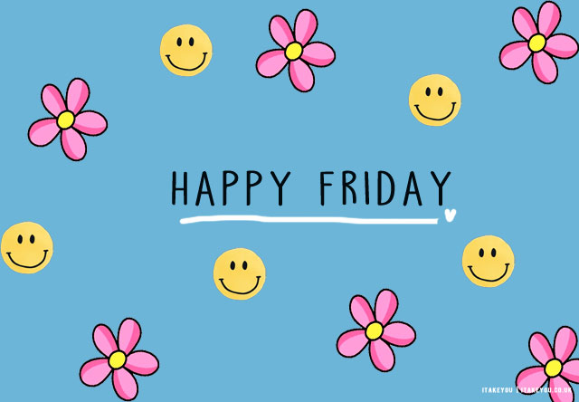 15 Sparking Joy With Happy Friday Images : Happy Face & Pink Flower