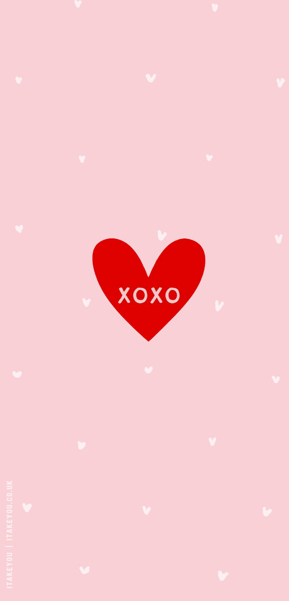 Enchanting Valentine’s Wallpaper Inspirations : XOXO Red Love Heart Wallpaper