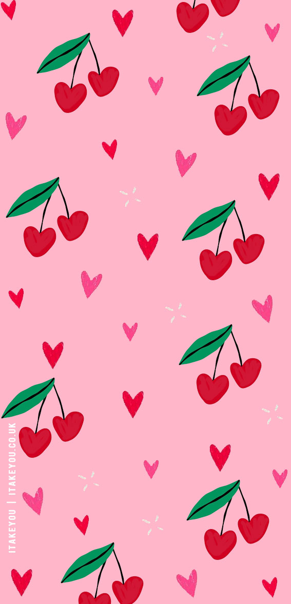 cherry wallpaper, cherry love heart wallpaper, heart wallpaper, Valentine's wallpaper iphone, Valentines wallpaper aesthetic, Valentine's wallpaper iphone 15, preppy Valentine's wallpaper, preppy Valentine's wallpaper phone, cute valentine's wallpaper