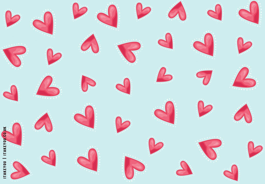 Enchanting Valentine’s Wallpaper Inspirations : Dot Heart Blue Wallpaper for iPad & Laptop