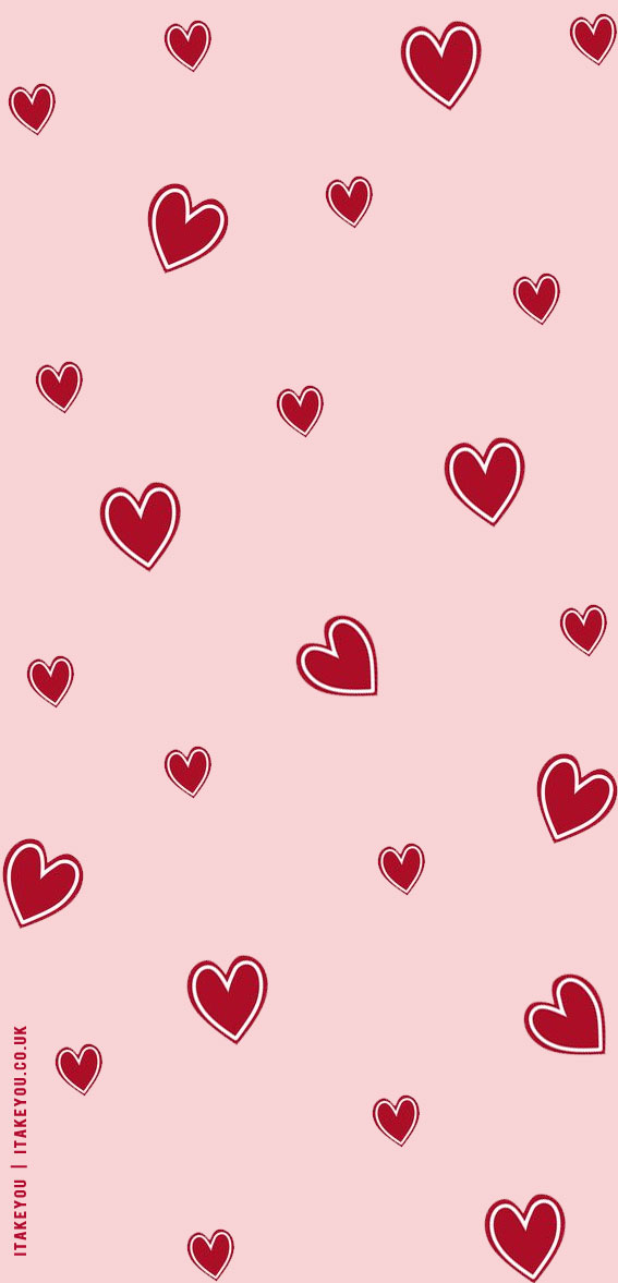 Enchanting Valentine’s Wallpaper Inspirations : Big & Small Red Hearts Wallpaper