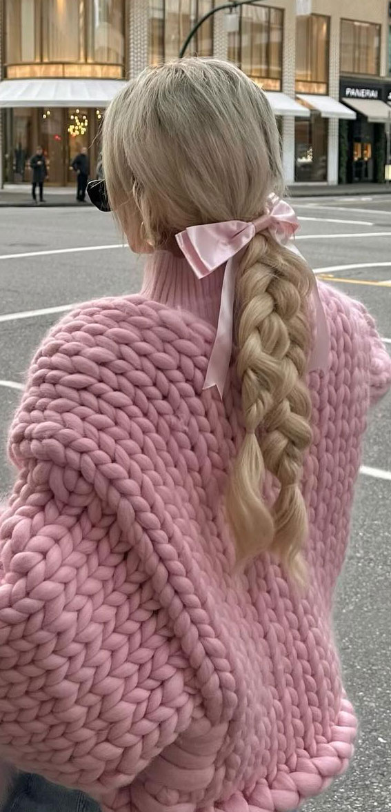 On-Trend Bow Hairstyles for a Chic and Playful Look : Simple Double Braids with Bow