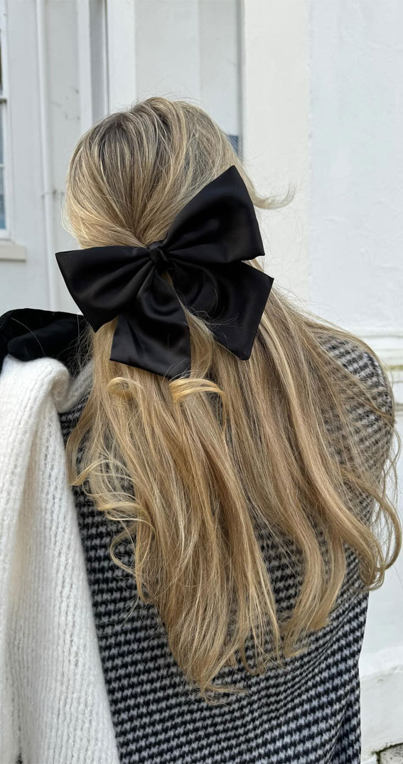On-Trend Bow Hairstyles for a Chic and Playful Look : Half Up Wrapped with a Bow on Top