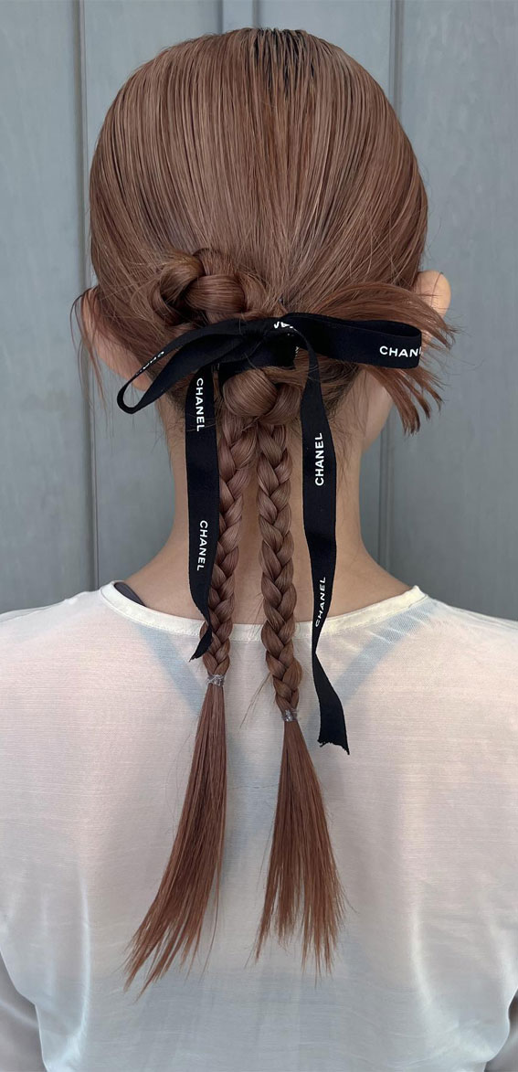 On-Trend Bow Hairstyles for a Chic and Playful Look : Braided Beauty with Bows