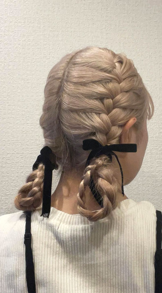 On-Trend Bow Hairstyles for a Chic and Playful Look : Double Dutch Braids  Knotted Hoops I Take You, Wedding Readings, Wedding Ideas, Wedding  Dresses