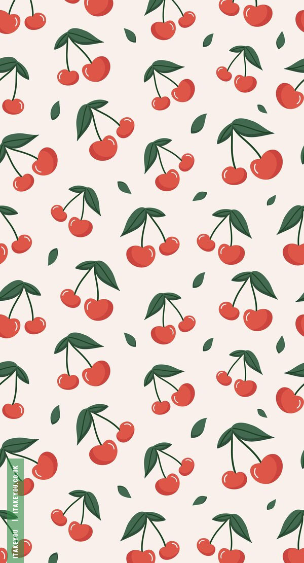 Inspiring March Wallpaper Ideas for a Vibrant Spring : Cherry Pattern Wallpaper for iPhone & Phone