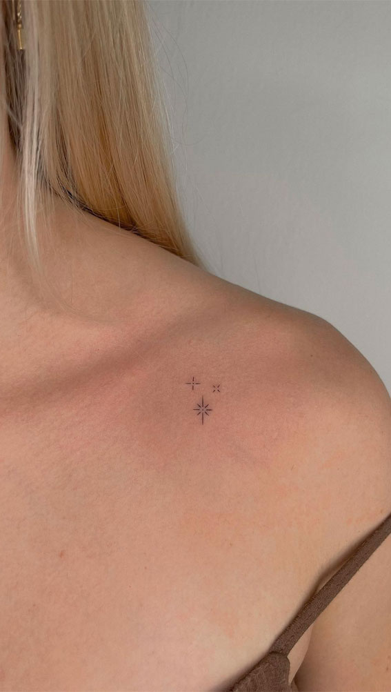 Celestial Charms 20+ Star Tattoo Designs : Tiny Three Stars on Shoulder