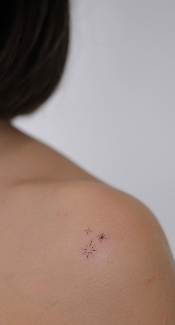 Celestial Charms 20+ Star Tattoo Designs : Sparkles on Shoulder