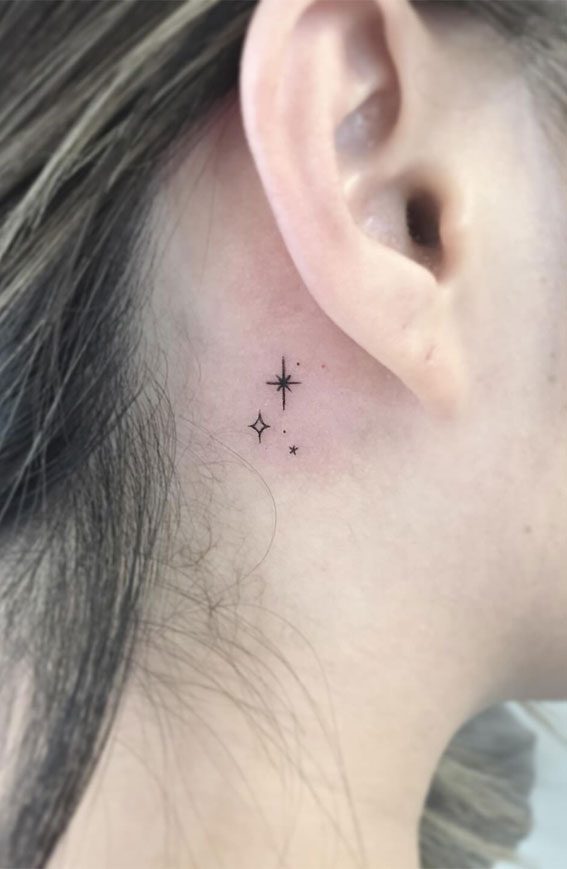 Celestial Charms 20+ Star Tattoo Designs : Tiny Stars Behind Ears