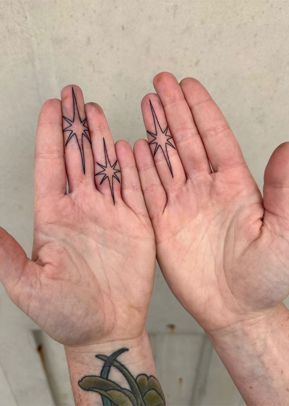 Celestial Charms 20+ Star Tattoo Designs : Large Stars on Fingers