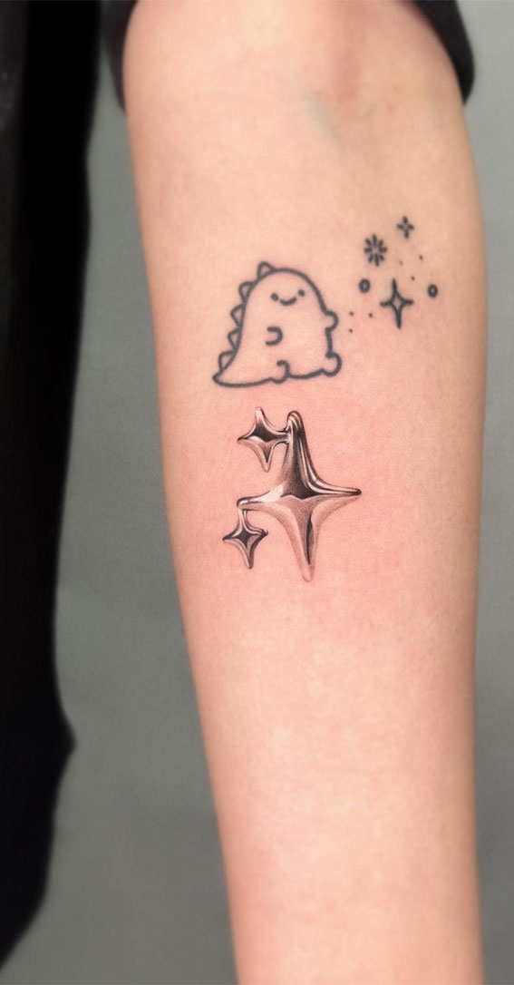 Celestial Charms 20+ Star Tattoo Designs : Cute Dino, Tiny Stars & Chrome Stars