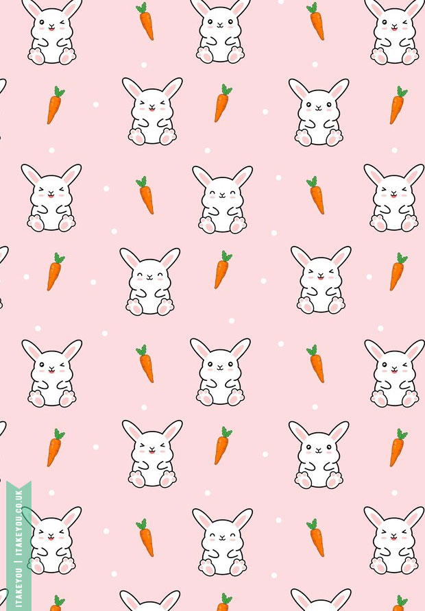 15 Preppy Easter Wallpaper Ideas : Aesthetic Carrots & Rabbits Wallpaper for iPad
