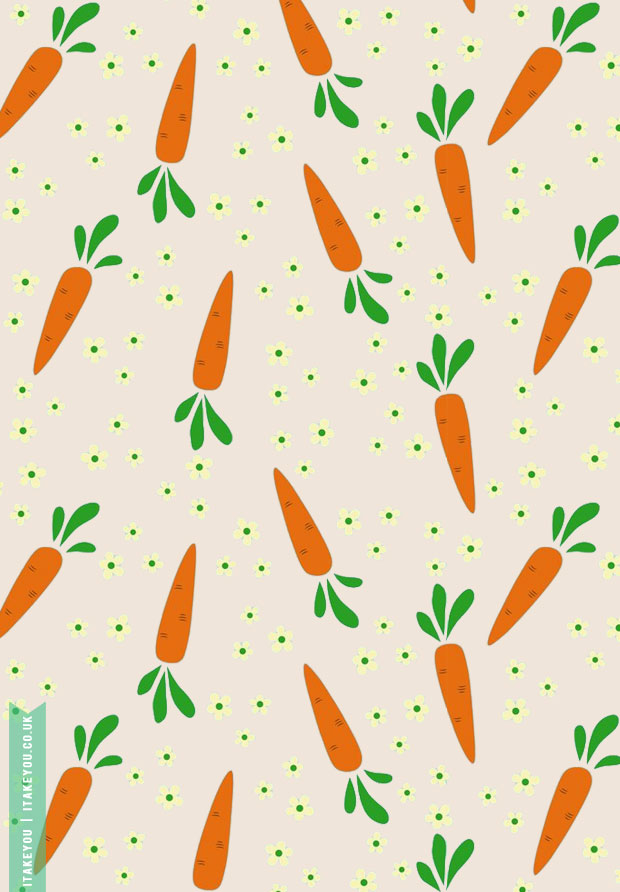 15 Preppy Easter Wallpaper Ideas : Carrot & Daisy Pattern Wallpaper for iPad