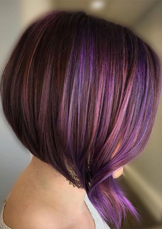 15 Aubergine Hair Colour Ideas : Bold & Vibrant Aubergine Bob