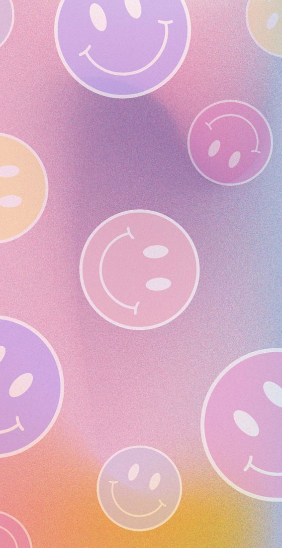 22 Cute Summer Wallpaper Ideas for 2024 : Pastel Smiley Faces