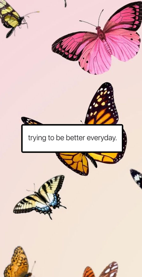 30 Aesthetic Summer Wallpapers for iPhone : Positive Quote on Butterfly Wallpaper