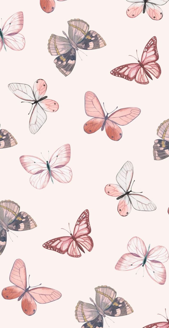 30 Aesthetic Summer Wallpapers for iPhone : Muted Butterflies