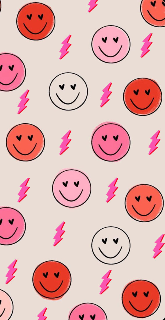 22 Cute Summer Wallpaper Ideas for 2024 : Smiley Faces & Lightning Preppy Wallpaper