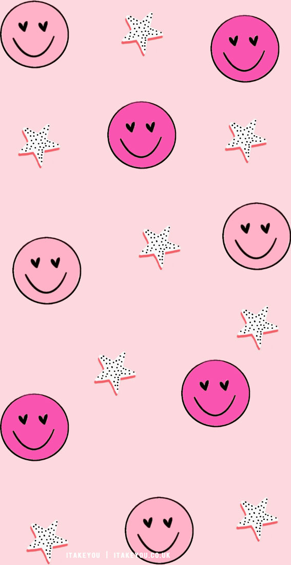 22 Cute Summer Wallpaper Ideas for 2024 : Pink Smiley Faces