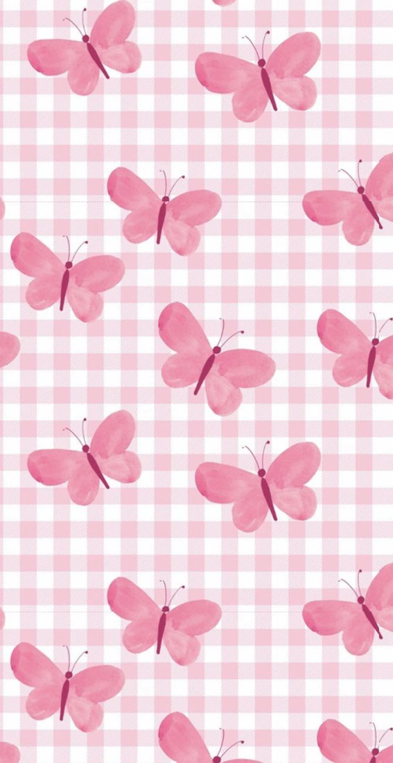 pink butterfly gingham wallpaper, pink gingham wallpaper, butterfly on pink gingham, cute summer wallpaper, pink butterfly wallpaper iphone, butterfly pink wallpaper