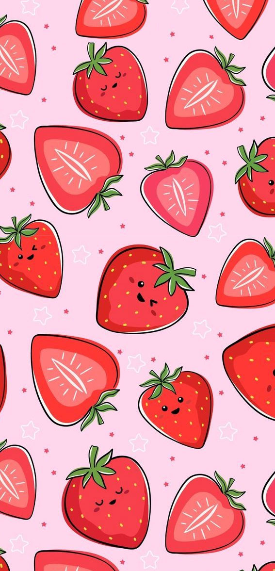 22 Cute Summer Wallpaper Ideas for 2024 : Happy Strawberry Pink Wallpaper