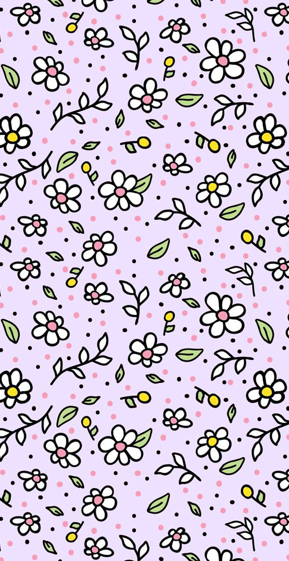 22 Cute Summer Wallpaper Ideas for 2024 : Daisies on Light Grey Wallpaper