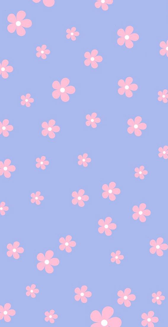 22 Cute Summer Wallpaper Ideas for 2024 : Pink Daisy Blue Wallpaper