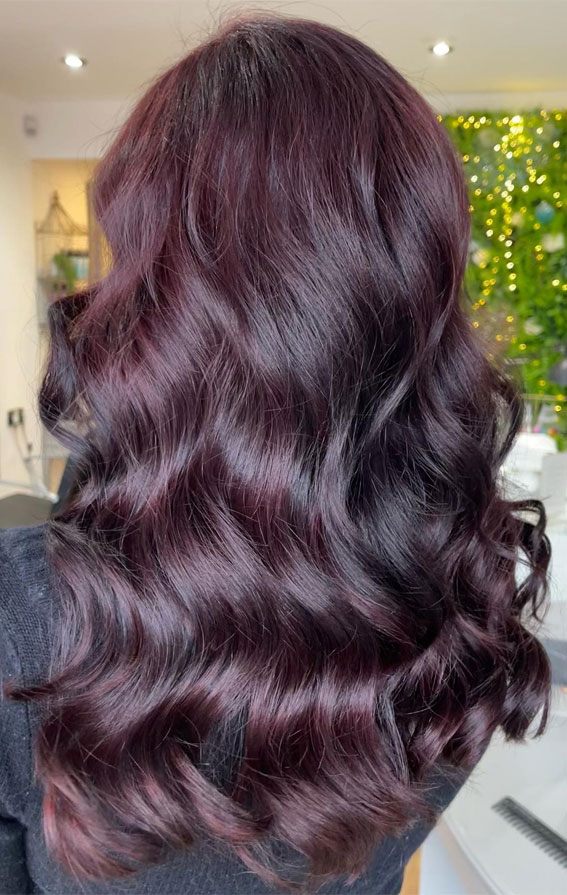 15 Aubergine Hair Colour Ideas : Classic Aubergine Waves