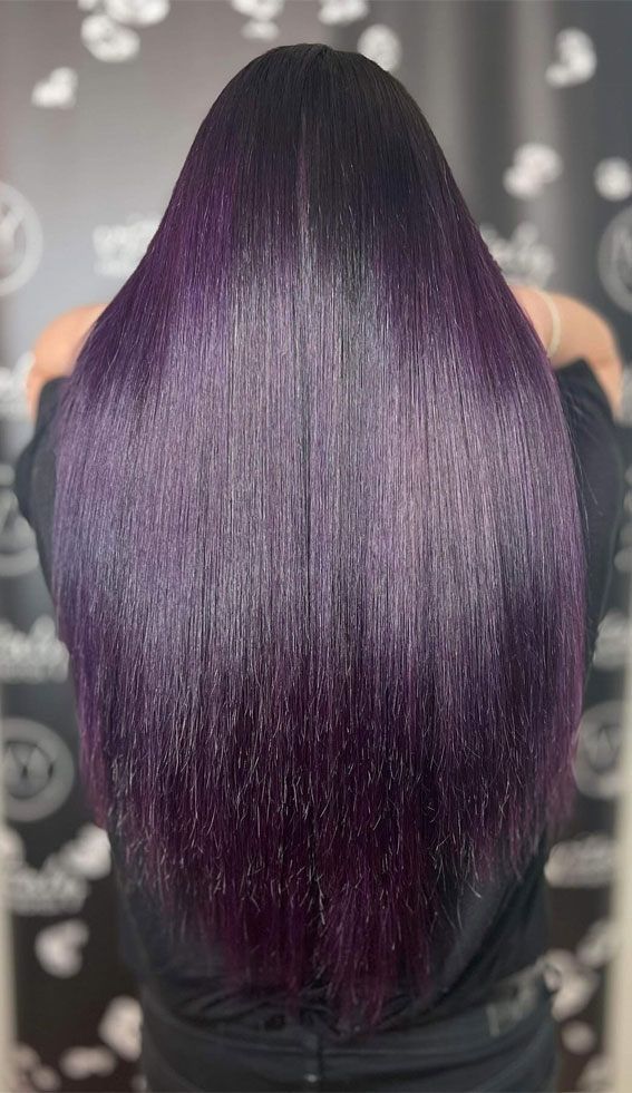dark aubergine hair color, aubergine hair colour, aubergine hair color with highlights, Aubergine hair color ideas, dark purple hair color, White aubergine hair color, aubergine red hair color