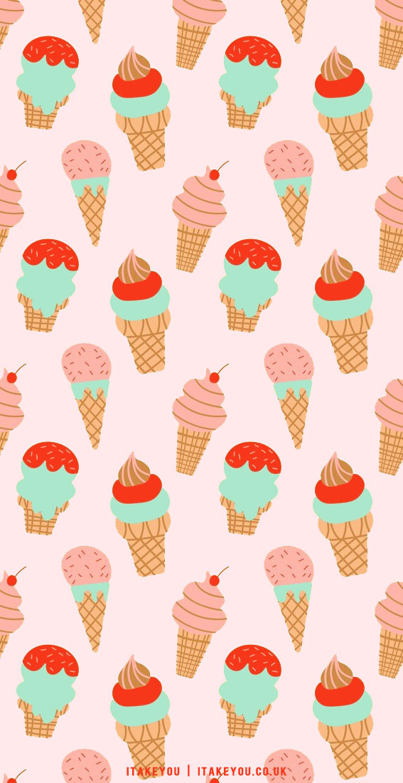 30 Aesthetic Summer Wallpapers for iPhone : Mint Ice Cream Cones