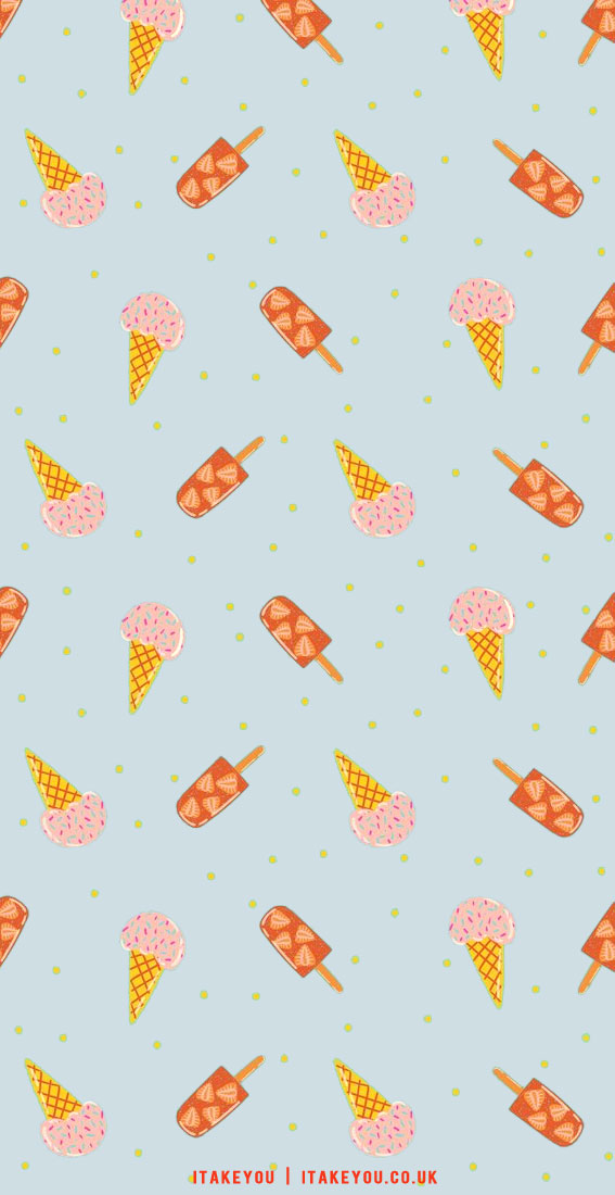 30 Aesthetic Summer Wallpapers for iPhone : Ice Cream Blue Wallpaper