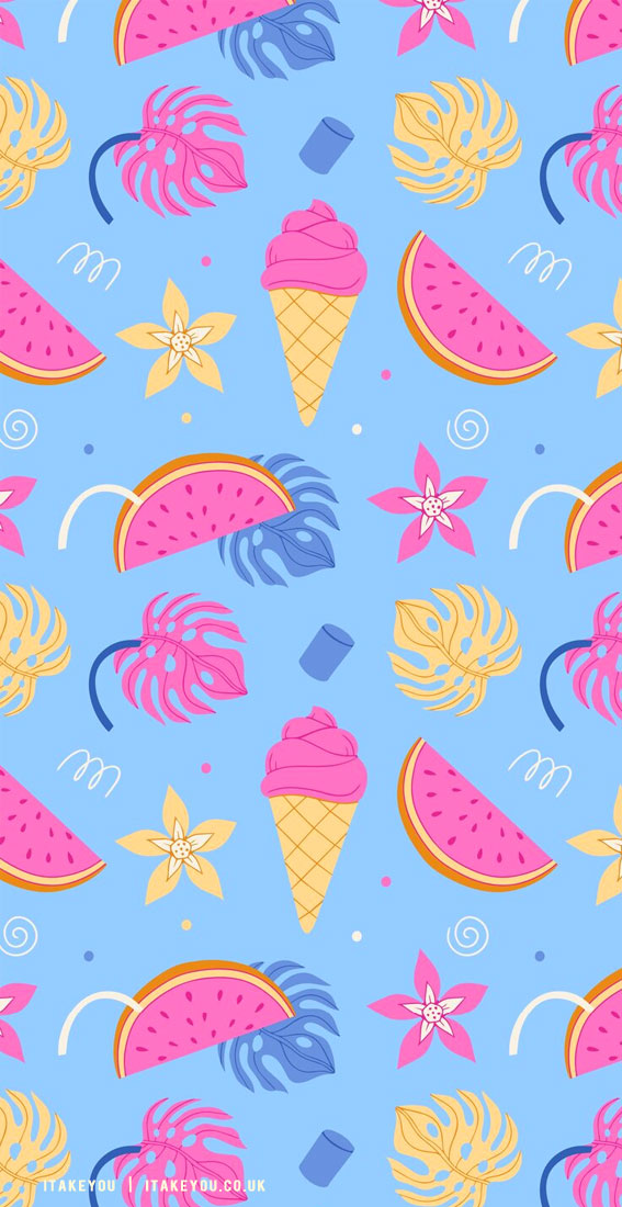 30 Aesthetic Summer Wallpapers for iPhone : Pink Ice Cream & Pink Melon