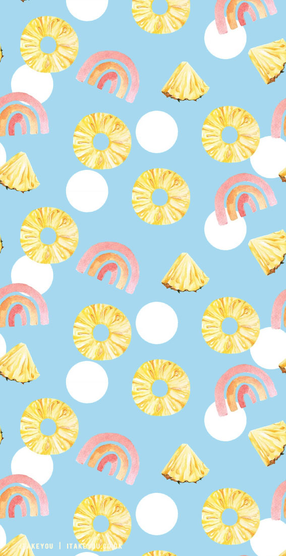 30 Aesthetic Summer Wallpapers for iPhone : Pink Rainbow & Pineapple Slices