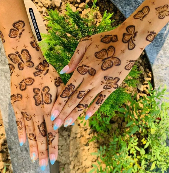 33 Trendy Henna Designs To Inspire : Whimsical Butterfly Henna